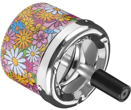 Cabilock Cenicero Doméstico Metálico Pequeño Tapa Giratoria Autoextinguible, Contenedor Redondo Para Cenizas, Adecuado Para Interior y Exterior, Recuerdo y Obsequio Práctico