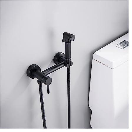 GKJHTED Spruzzatore Bidet Portatile per WC, Rubinetto per Bidet con Acqua Calda e Fredda per WC, soffione Doccia in Ottone a Parete per WC con Tubo