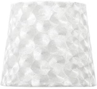 Pantalla - pantalla de tela blanca y nácar, dimensiones 20x10x16 cm, ideal para lámparas E27, diseño elegante y funcional.
