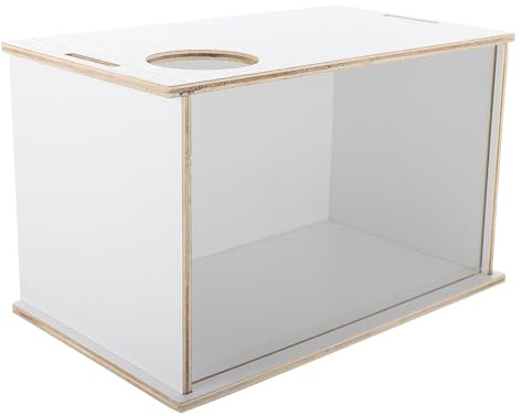 Veemoon Hamster Toilette mit Transparenter Acryloberfläche und Holzrahmen als Chinchilla Badewanne für Haushalt und Kleines Haustier Sandbad