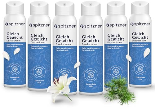 Spitzner Duschschaum – Harmonisierende Wellness-Dusche , sanft reinigender Schaum, hautverträglich und 100% vegan (Balance, 150 ml (6er Pack))