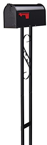 Gibraltar Mailboxes Decorative Medium Capacity Galvanized Steel Black, Mailbox & Post Combo, T11KIT0B, 1-(Pack)