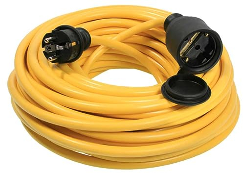 as - Schwabe Rallonge électrique 10 m - 230 V, 16 A - Fiche de Contact de Protection - Câble d'extension d'alimentation d'extérieur - Rallonge pour l'extérieur - K35 AT-N07V3V3-F 3G2,5 - IP44 -