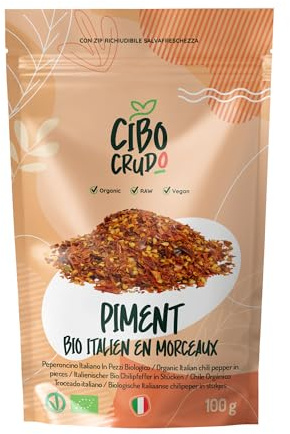 Piment d'Italie Bio en Morceaux- 100g. Piment Épicé Séché au Soleil. Origine Italienne - Sicile.