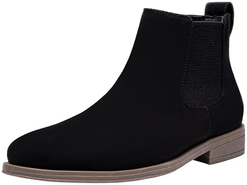 Jousen Men's Chelsea Boots Casual Suede Slip On Ankle Boots Dress Boots for Men Size 10.5 (AMY658A Black 10.5)