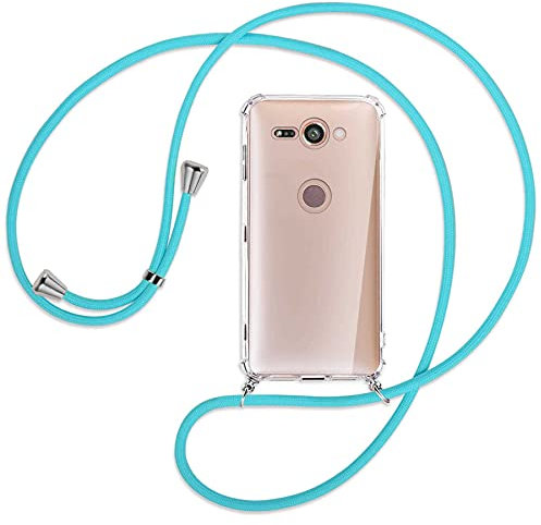 mtb more energy® Handykette kompatibel mit Sony Xperia XZ2 Compact (5.0'') - türkis - Smartphone Hülle zum Umhängen - Anti Shock Full TPU Case