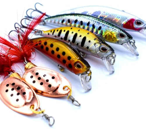 trifyd ® - Leurres de pêche à la Truite et cuillères tournantes, Le Pack de 6 leurres de pêche