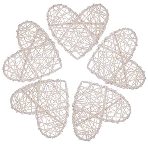 Milisten 5 Stück Rattan-Herz-Rattan-Herz-Kranz, weiße Herzform, Zweigkranz für Bastelarbeiten, Haustür, Girlande, Zuhause, Hochzeit, Urlaub