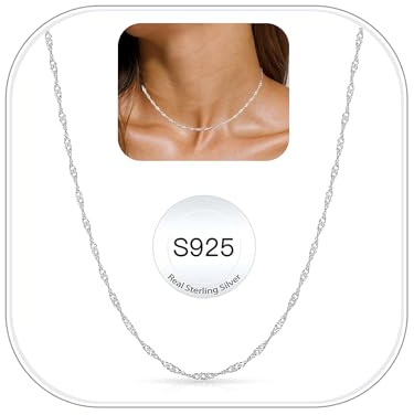 FUNEIA Cadena de plata de ley 925 para mujer ajustable