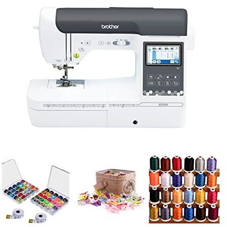 Brother SE2000 Computergesteuerte Näh- und Stickmaschine mit LCD-Display mit Nähbündel (4 Stück)