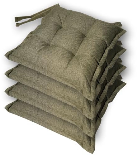 casaviva® Set mit 4 Stuhlkissen Möbel Plus 4 Nähte mit Schnüren in Samt-/Wolloptik, extra 40 x 40 cm, schmutzabweisend (Salbeigrün)