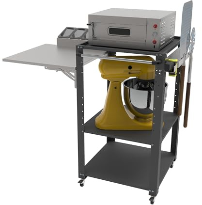 Space one pizza- carrello porta per forno per pizza – Tavolo da esterno per forno – Tavolo per forno per pizza da esterno – Tavolo con quattro ruote – pizza oven table