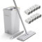 TOPESCT Flat Mop and Buckets Sets for Cleaning Floors - Hands Free Cleaning System with 360 Rotary Head, 140cm Long Handle, 10pcs Reusable Pads, Wet and Dry Use for Hardwood Laminate Tile Floors(Grey)