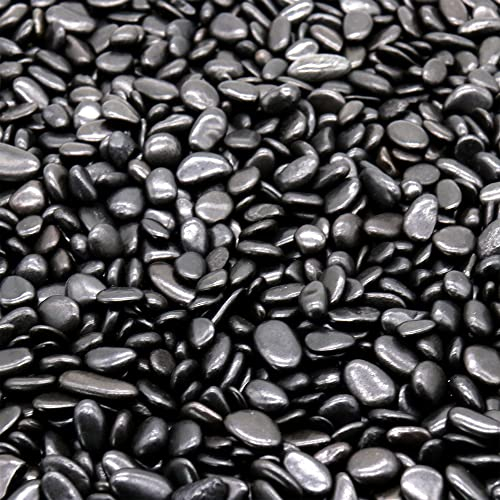 Black Polished Rocks for Plants, Decorative Pebbles, 1/5 Inch, 5 lb
