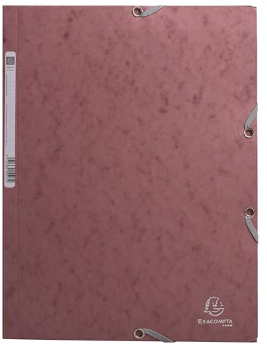Exacompta - Ref. 55276E - Låda med 25 elastiska Skandi-mappar - fickor med 3 flikar - 400g/m2 glansig kartong - 24 x 32 cm för A4-dokument - gammalrosa färg