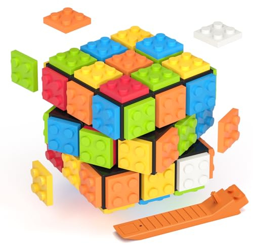 ROXENDA cubo di Compatibile con i Lego 3x3 Cubo Magico, Speed Cube cubo 3D rapido, per divertimento di bambini e adulti (nero)