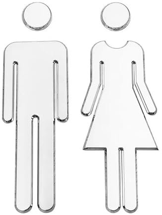 JMORCO Plaque WC Autocollants muraux for WC, Panneaux de Toilettes, signalisation de Salle de Bain, Plaque Miroir, Surface Homme et Femme, Panneaux de Porte, Affiche, Bronze(White)