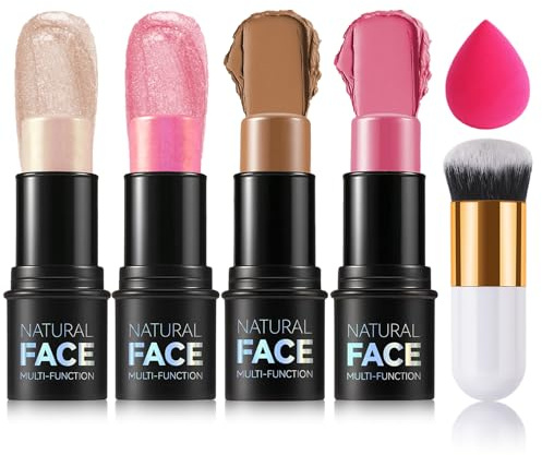 AOAZXBB 6PCS Contour Highlighter Makeup Stick,Cream Bronzer Stick, Lighweight Long Lasting Face Blush Contour Makeup Kit for All Skin Types