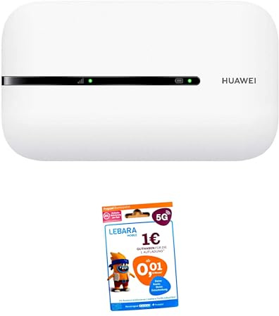 Huawei E5576-320 Mobiler LTE WLAN Hotspot 150Mbps Tragbarer Router 1500mAh Weiß inklusive Lebara SIM-Karte