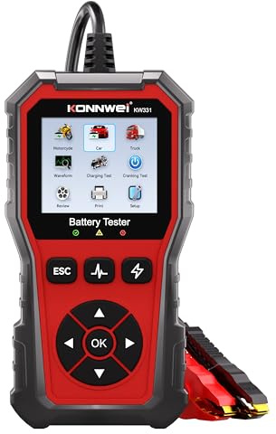 KONNWEI KW331 6V/12V/24V Autobatterie Tester, 100–3000CCA Batterietester mit Start- und Ladesystem Analyse, Farb-LCD, Cloud-Report, kompatibel mit AGM GEL EFB Lithium Batterien für PKW LKW Motorrad