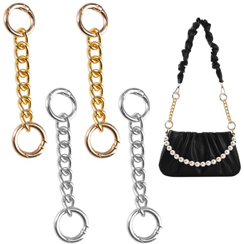 4 stycken väskförlängning, förlängningskedja för handväskor 11 cm, antik crossbody fickkedjor plånbok-remhållare, Purse Strap Extender, för handväsktillbehör, väskrem ersättningstillbehör