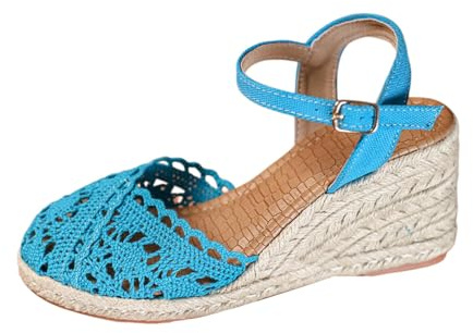 Espadrilles dam kilklack, sandaletter dam tjocka stängda främre kilsandaler justerbart spänne kilsandaletter kilsandaletter bekväma sandaletter med klack linnesula sandalett