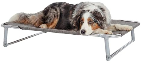 Ferplast Lettino per Cane, Cuccia Cane, Brandina pieghevole per cani DREAM 100, solida struttura in alluminio, Telo in tessuto, 105 x 63 x h 18 cm Tortora