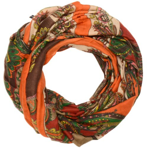 Kandharis Rundschal Loop-Schal in trendige Paisley Zacken Dots Sternen Muster Paisley-Orange