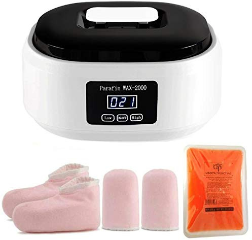 Crisnails ® Calentador de parafina Profesional fundidor de Cera Calentamiento Rápido 3Lkit Guantes Pie Manos Naranja (Naranja)