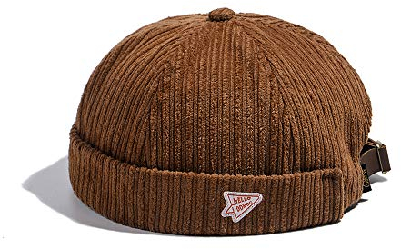 CLAPE Herren Dockercap Dockermütze Seemannsmütze Cord Kappe Ohne Schirm Corduroy Docker Leon Brimless Hat Beanie Watch Cap Camel GD168