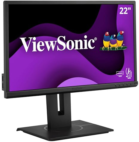 Viewsonic VG2240 54,6 cm (22 Zoll) Büro Monitor (Full-HD, HDMI, DP, USB 3.2 Hub, Höhenverstellbar, Lautsprecher, Eye-Care, 4 Jahre Austauschservice) Schwarz