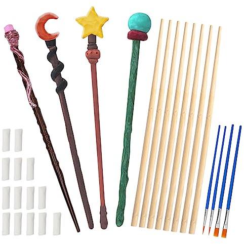 DKINY 8pcs Varitas mágicas de madera para niños Disfraces de mago Manualidades de varita mágica de madera para pintar Artesanía creativa DIY regalo Juego de Rol Halloween Regalo Carnaval Brujas Hada