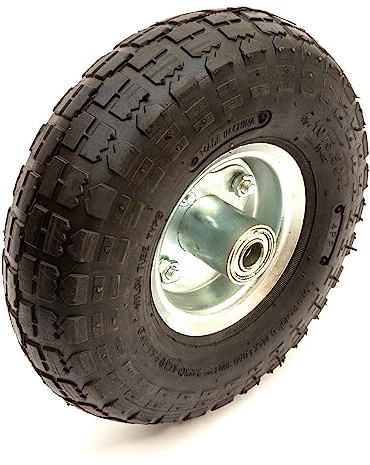 Replacement 10 Inch 4.10/3.50-4 Metal Wheel & Tyre 4 Ply Offset Hub Bearings Garden Trolley