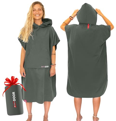 AUTDOOR® Badponcho mikrofiber – dam & herr – snabbtorkande handduksponcho av återvunna PET – kompakt ombytesrock för strand, simning, surfing & vattensport