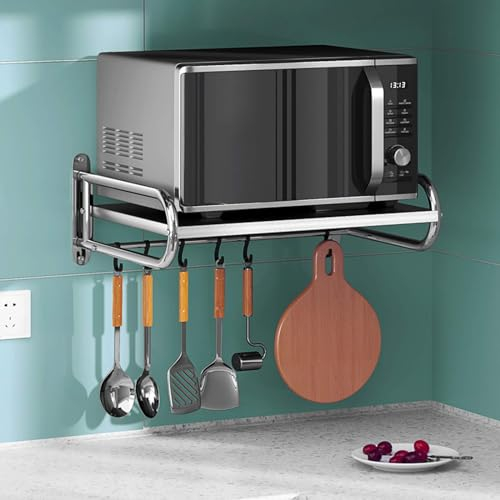 WBRSybUK Soporte para Microondas En La Pared - Estante para Horno De Microondas De Acero Inoxidable Resistente Fácil De Instalar - para Espacio En El Armario De La Cocina,60cm
