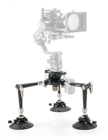 Tilta Hydra Sistema Montaggio Auto Articolato con Ventosa da 6 Pollici | Connessione Guida NATO, Include Braccio Articolato, Piastra Estensione Sgancio Rapido Manfrotto, Carico fino a 20 kg