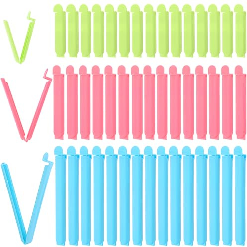 saerryor 48 Pcs Food Bag Clips for Food Storage Sealing Freezer Bag Clips | Reusable for Sandwich Coffee Snack Keeping Fresh (3 Sizes)