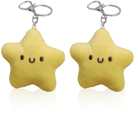 2 PCS Anneau porte clé, Porte-clés Mignons, Poupées étoiles, Breloques de sac à dos, Poupées, Pendentifs en Peluche Petite étoile, Anneau Porte clé