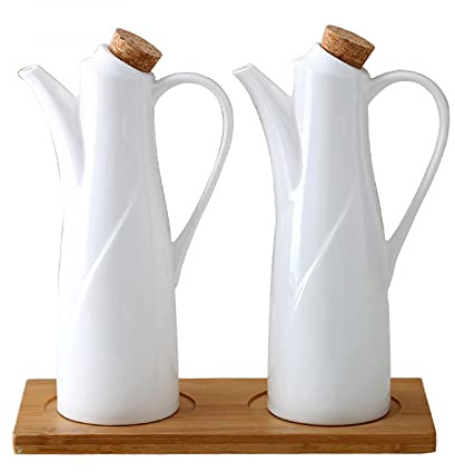 ZHZXBDGQ Lot de 2 distributeurs d'huile et de vinaigre en céramique, 150 ml, réutilisable, cuisine, restaurant, cadeaux