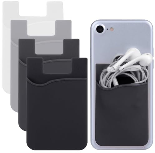 CULEO Porta-carte adesivi per cellulari 4 pezzi di porta carte per cellulare con adesivi autoadesivi per il retro del telefono, porta carte per smartphone, porta carte in tessuto elastico
