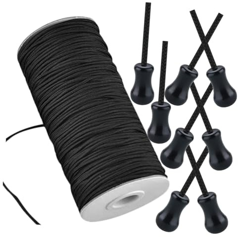 Cabilock Accesorios para Cortinas Cordón Trenzado para Persianas Metros De Cuerda para Tiradores Topes De Peso Negros Repuestos para Cortinas Enrollables
