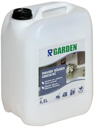 R'GARDEN - Vinaigre ménager concentré 14° - Détartre, détache, dégraisse, désinfecte - Entretien sols, sanitaires, électro-ménager - Fabrication Française (4500ml)