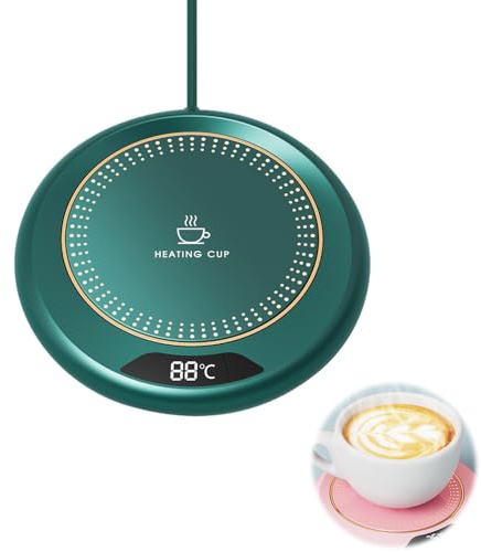 Tassenwärmer, 2026 Neu Kaffeebecherwärmer mit 3 Temperatureinstellungen, Elektrischer Kaffeewärmer mit Abschaltautomatik, Kaffeetassenwärmer Intelligenter Kerzenwärmer für Kaffee, Milch, Tee (Grün)