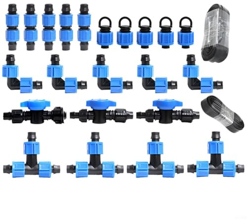 GLFLOW Kit d'arrosage de jardin 16 mm avec ruban adhésif de 25 m et ruban adhésif non poreux de 5 m, facile à installer pour pelouse (100 m)