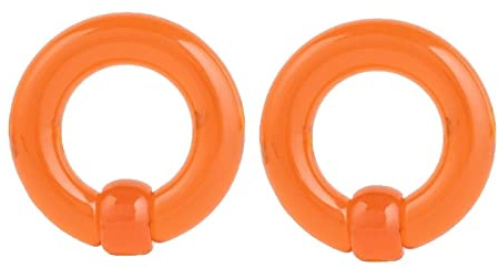 Aotiwe 2 medidores para orejas de joyería, calibre para hombre, aro naranja con bola acrílica