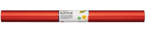 folia R 22 ST - Alufolie auf Rolle, doppelseitig kaschiert, mit festlicher Sternchenprägung, ca. 50 cm x 10 m, rot / rot - ideal zum Basteln und Verpacken