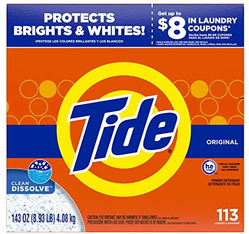 Tide Original HE Turbo Powder Laundry Detergent, 113 Loads, 143 Oz