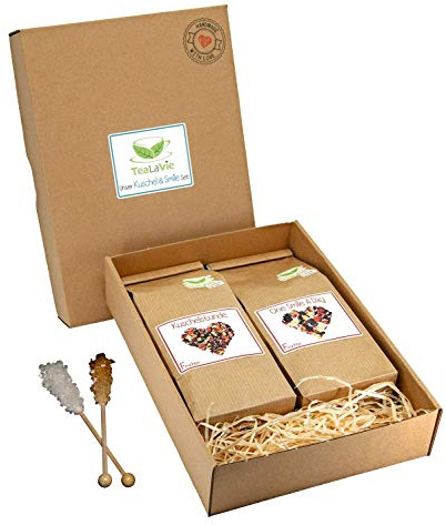 TEALAVIE - Kuschel & Smile | 2er Set Früchtetee | loser hochwertiger Früchte Tee in nachhaltigem Design für Teeliebhaber | ideal für Dankeschön Geschenke | 200g Früchtetee lose