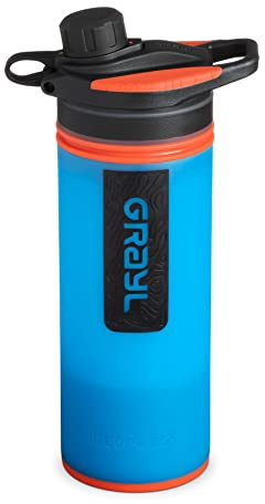 GRAYL GeoPress 710 ml, filtro acqua potabile, elimina il 99,99% di batteri e virus, perfetto per campeggio, sopravvivenza e viaggi (Bali Blue)