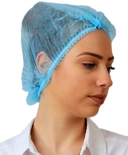BLUE - Disposable Hair Net, Mob Caps, Uk Manufacturer for Hairnets, Catering Hairnet, Elastic Cooking Hairnet for Kitchen, Food Protective Hair nets, 21'' bag of Hairnets 100